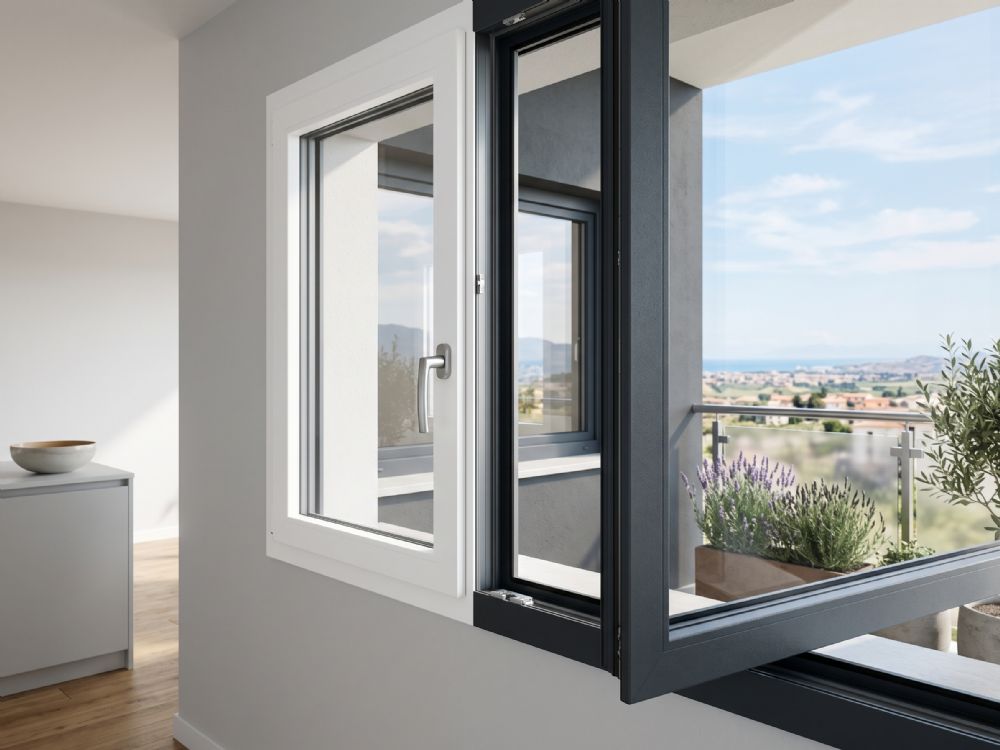 Infisso in PVC Bicolore - Bianco Interno / Antracite Esterno - Linea Modern Design